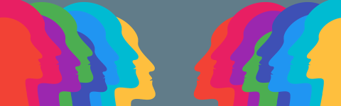 silhouettes of faces across from one another