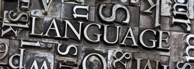 Engraving of the word language