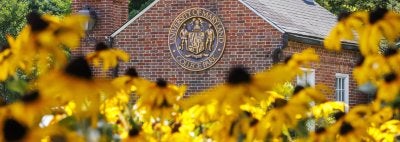 University of Maryland gate with Black Eyed Susans