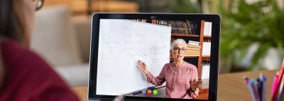 Teacher teaching online math course