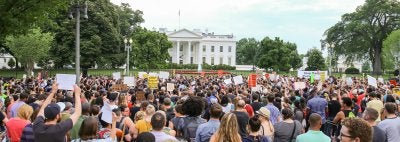 Students protest in front of white house