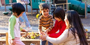 Children play on the playground.