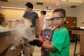 Students at the Center for Young Children visit sites around the UMD campus, such as chemistry labs, to learn about the world. 