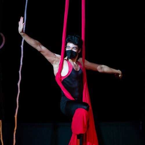 Bryant Rivera Cortez, middle school math and science education major, disability studies minor, taught circus arts at a summer camp in 2023.