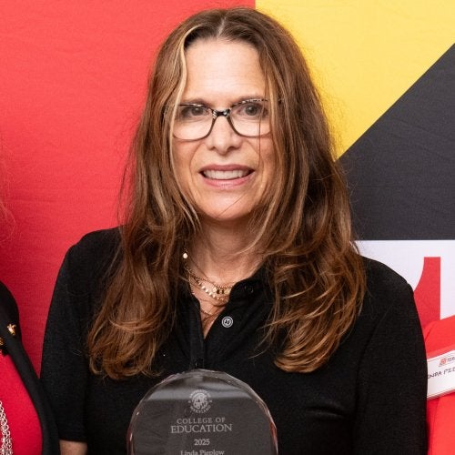 Woman receiving an award 