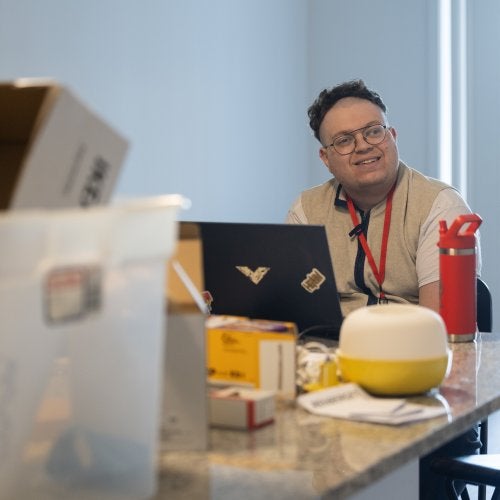 TerpsEXCEED graduate Daniel Brodsky '25 in his new apartment