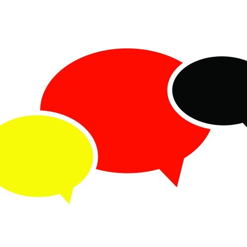 Yellow, red and black word bubbles