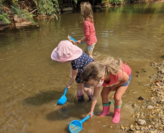 Children in pond 