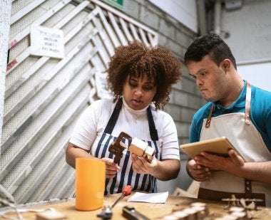 Student with disability at work