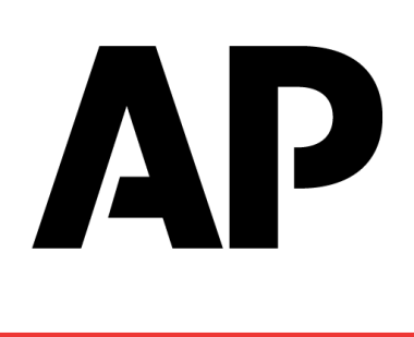 Capital letter A and P in black. Thick red line below