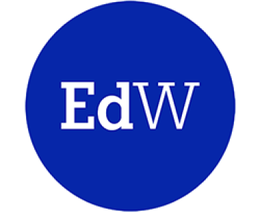 Blue circle with letters E d W inside