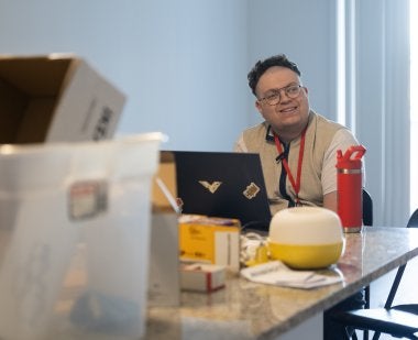 TerpsEXCEED graduate Daniel Brodsky '25 in his new apartment