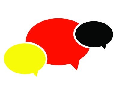Yellow, red and black word bubbles