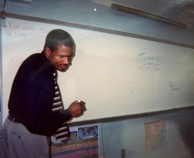 Leon Smith '01 as a new teacher at Haverford High School