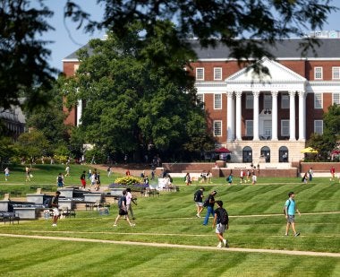 Students walk across McKeldin Mall.