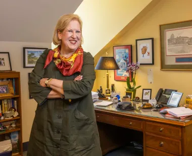 Adele H. Stamp Student Union Director Marsha Guenzler-Stevens Ph.D. '93 stands in her office.