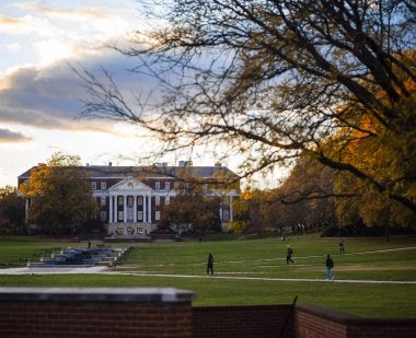 McKeldin Mall on a cloudy day in autumn.