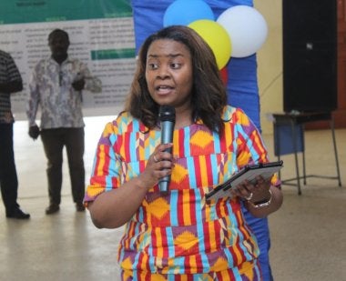 Dr. Candace Moore speaking at the Institute for Educational Planning and Administration (IEPA) at the University of Cape Coast’s 5th Students’ Innovation Expo