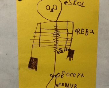 Child's drawing of a skeleton