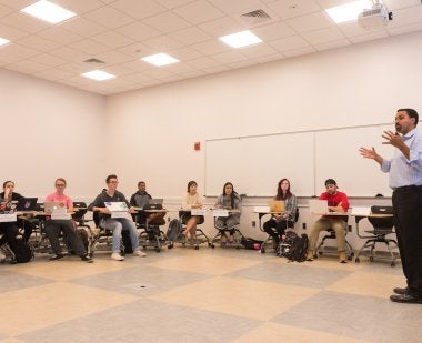 John B. King teaching a course on education policy at UMD