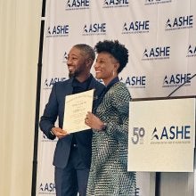Dean Kimberly Griffin being inducted as an inaugural ASHE Fellow