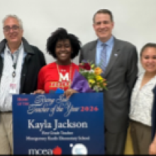 Kayla Jackson receiving the Rising Star Teacher of the Year Award