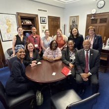 EdTerps and partners from PGCPS gather around a table in a congressional office while advocating for students with disabilities, families and teachers..