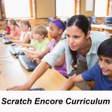 Female teacher with students