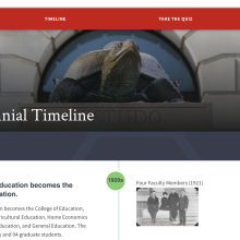 Screen Capture of the COE Centennial timeline web page