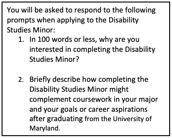 Disability Studies Minor Application Questions