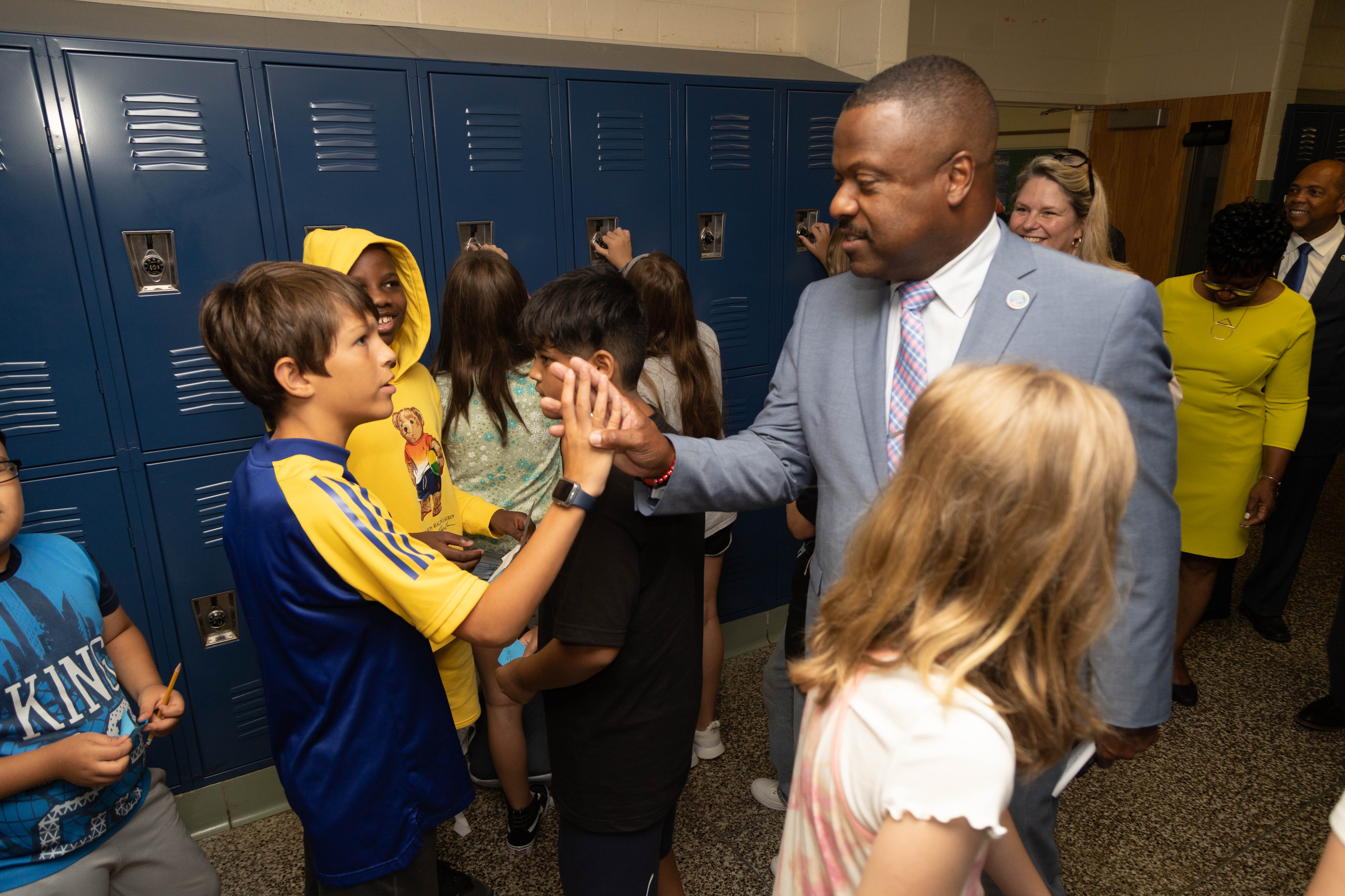 BCPS Superintendent Darryl Williams High-Fives Students