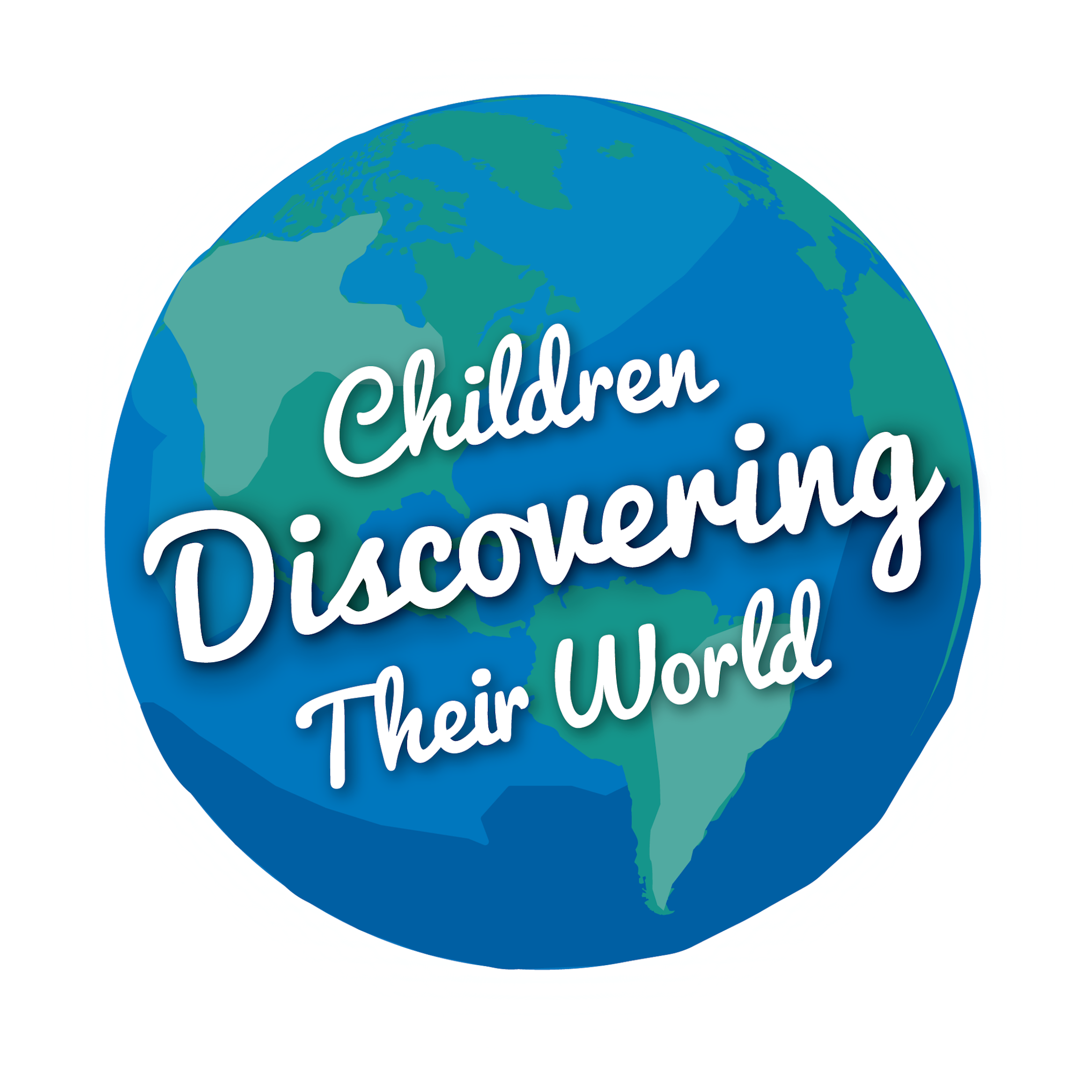 Illustration of a globe with text, "Children Discovering Their World"