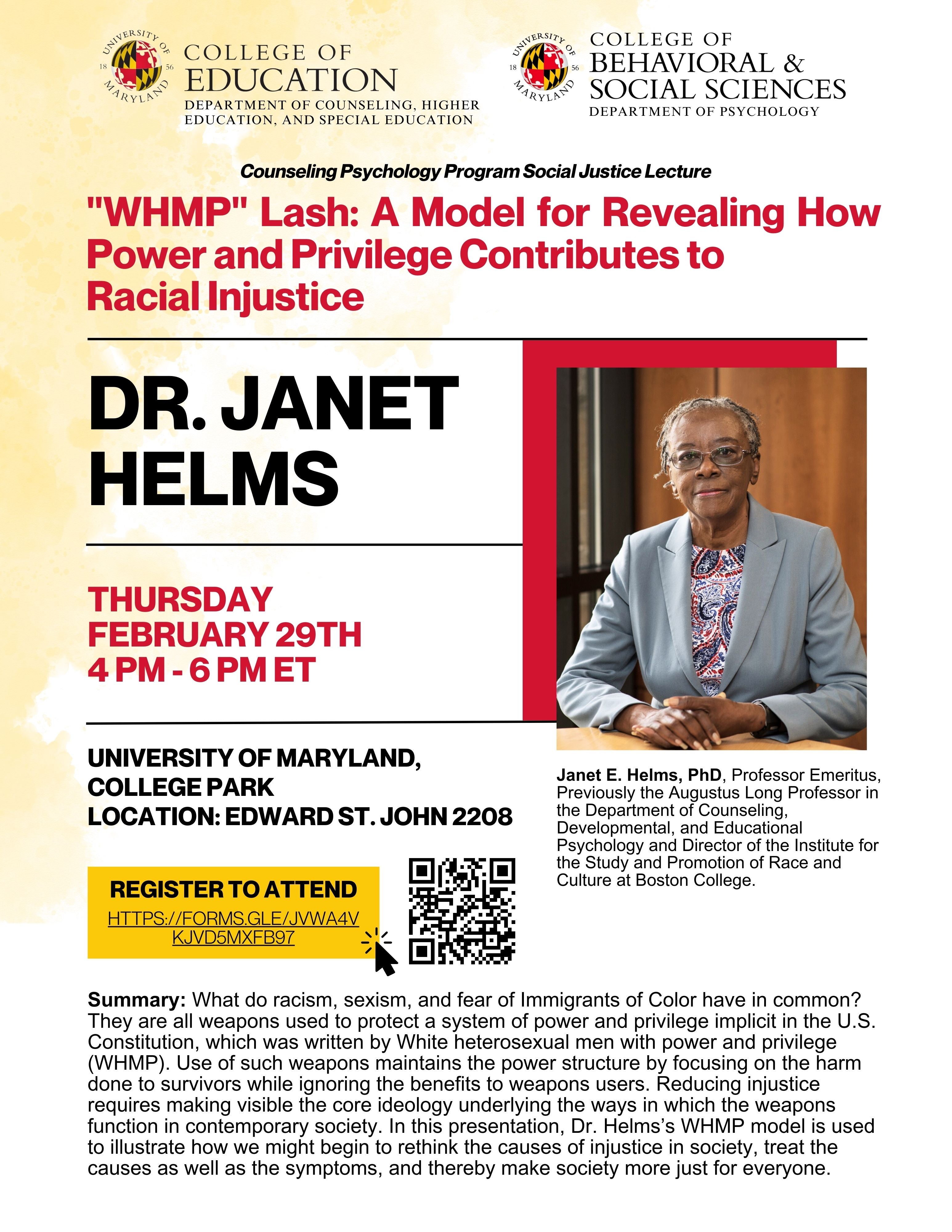 Dr Janet Helms Lecture Flyer