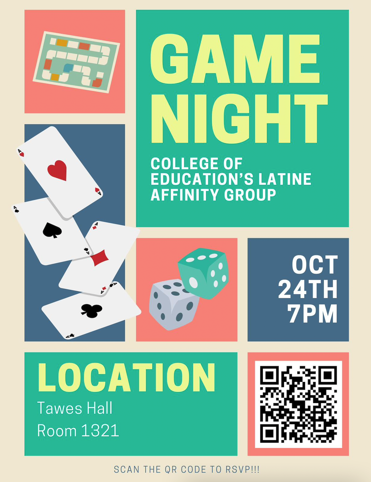 Latine Affinity Group Game Nigth Flier