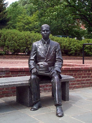 Donald Gaines Murray statue, part of the Thurgood Marshall Memorial  Lawyers Mall, Annapolis. Courtesy Maryland State Archives