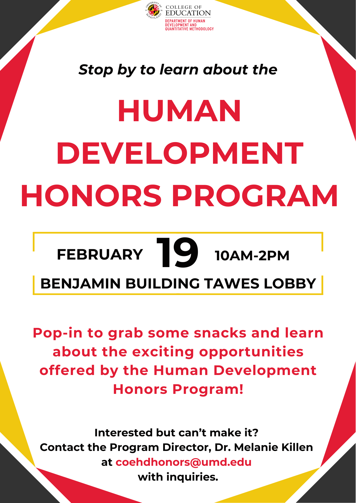 Human Development Honors Program Event Flyer