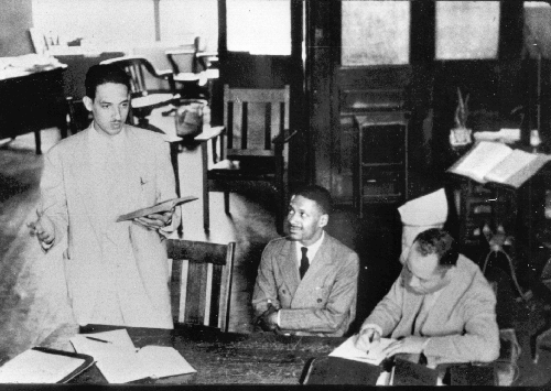 From left, Thurgood Marshall, Donald Gaines Murray Sr. and Charles Hamilton Houston. Courtesy of Maryland State Archives