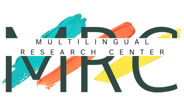 Teal, orange, and yellow MRC logo, acronym large, full name small