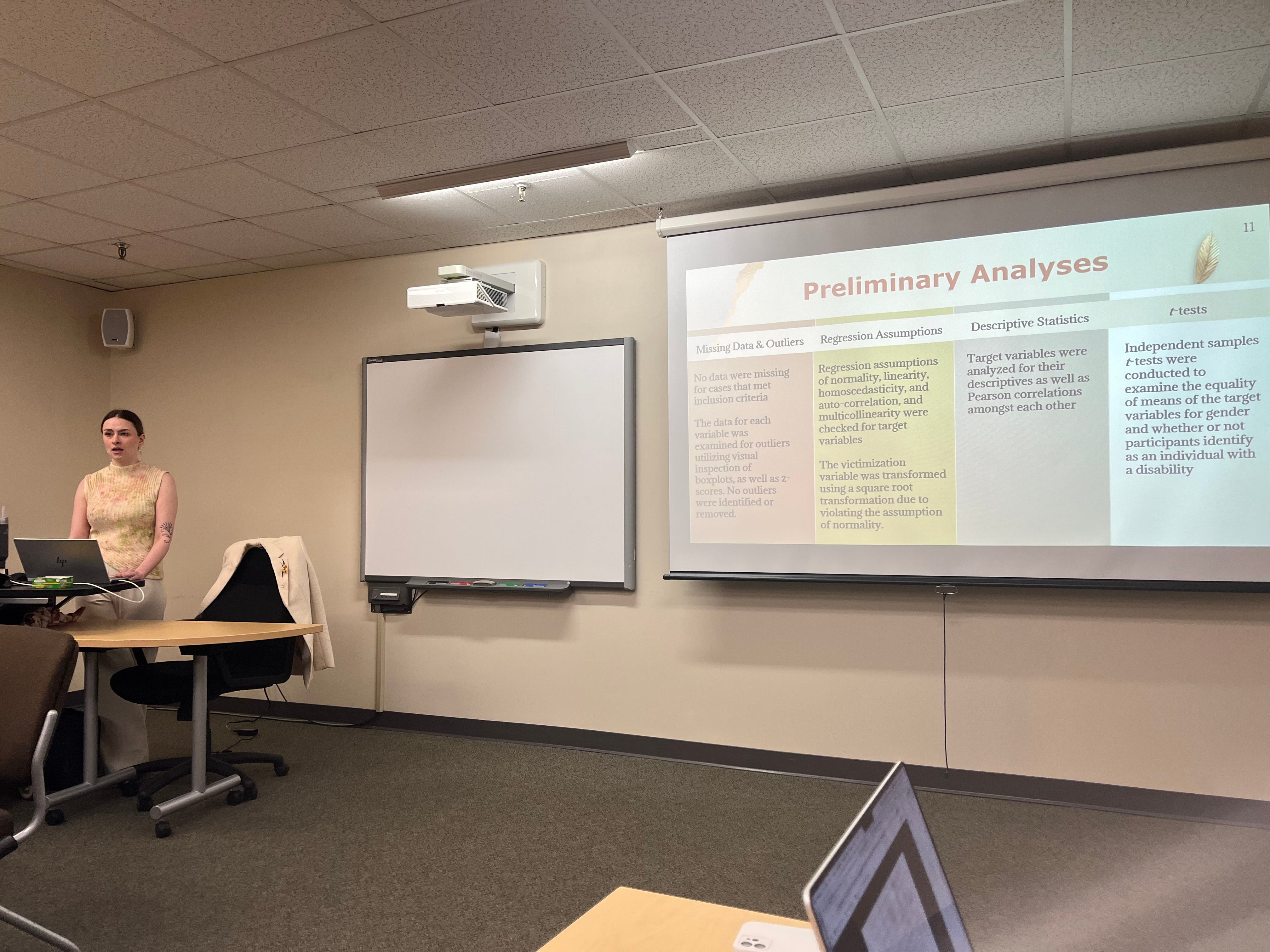 Photo of Sara Gliese taken during her dissertation defense