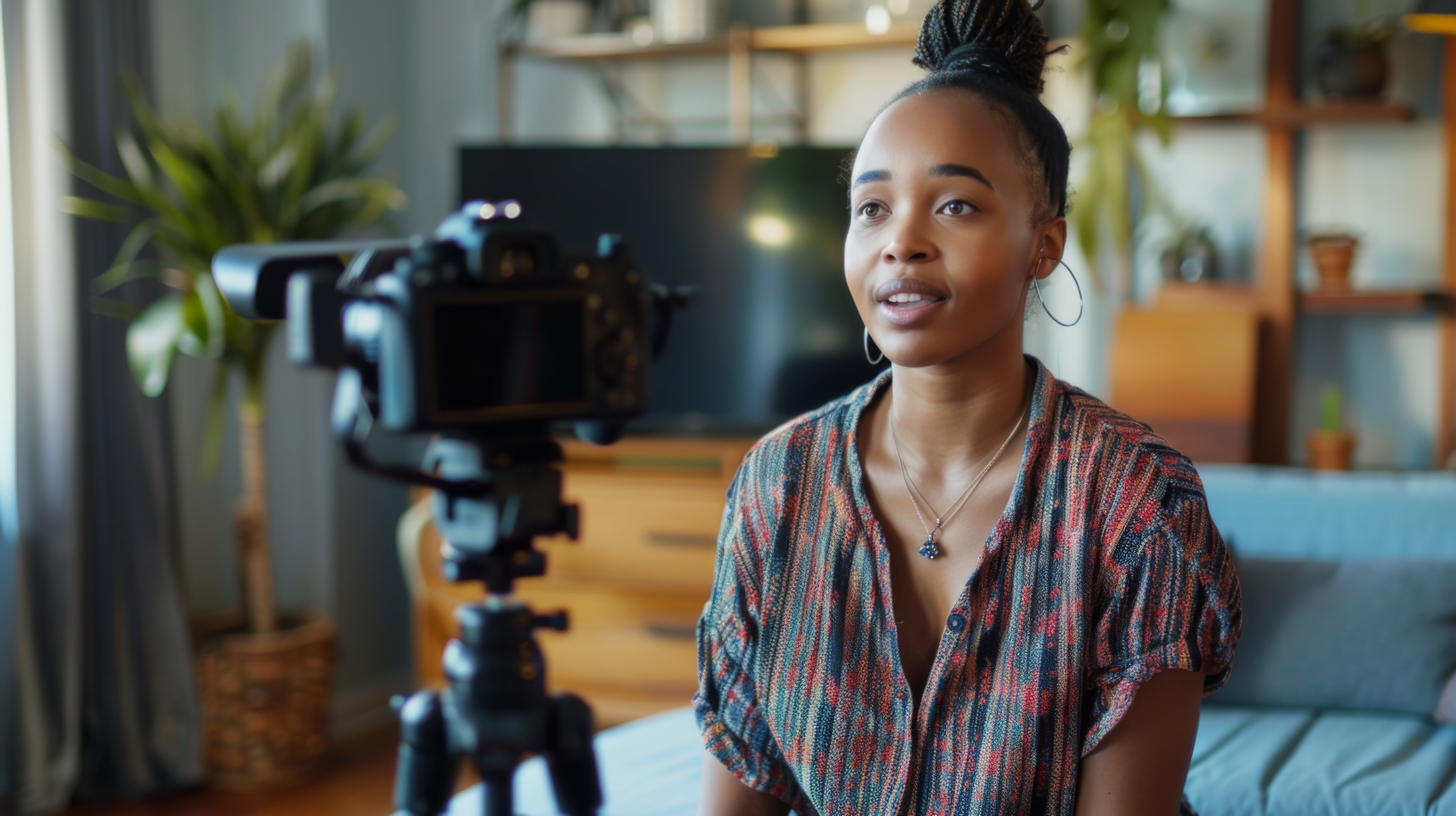 Lady in front of Camera