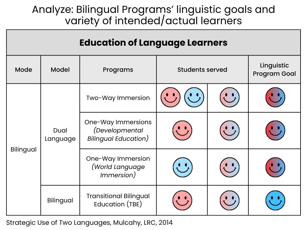 Analysis of bilingual program models diagram