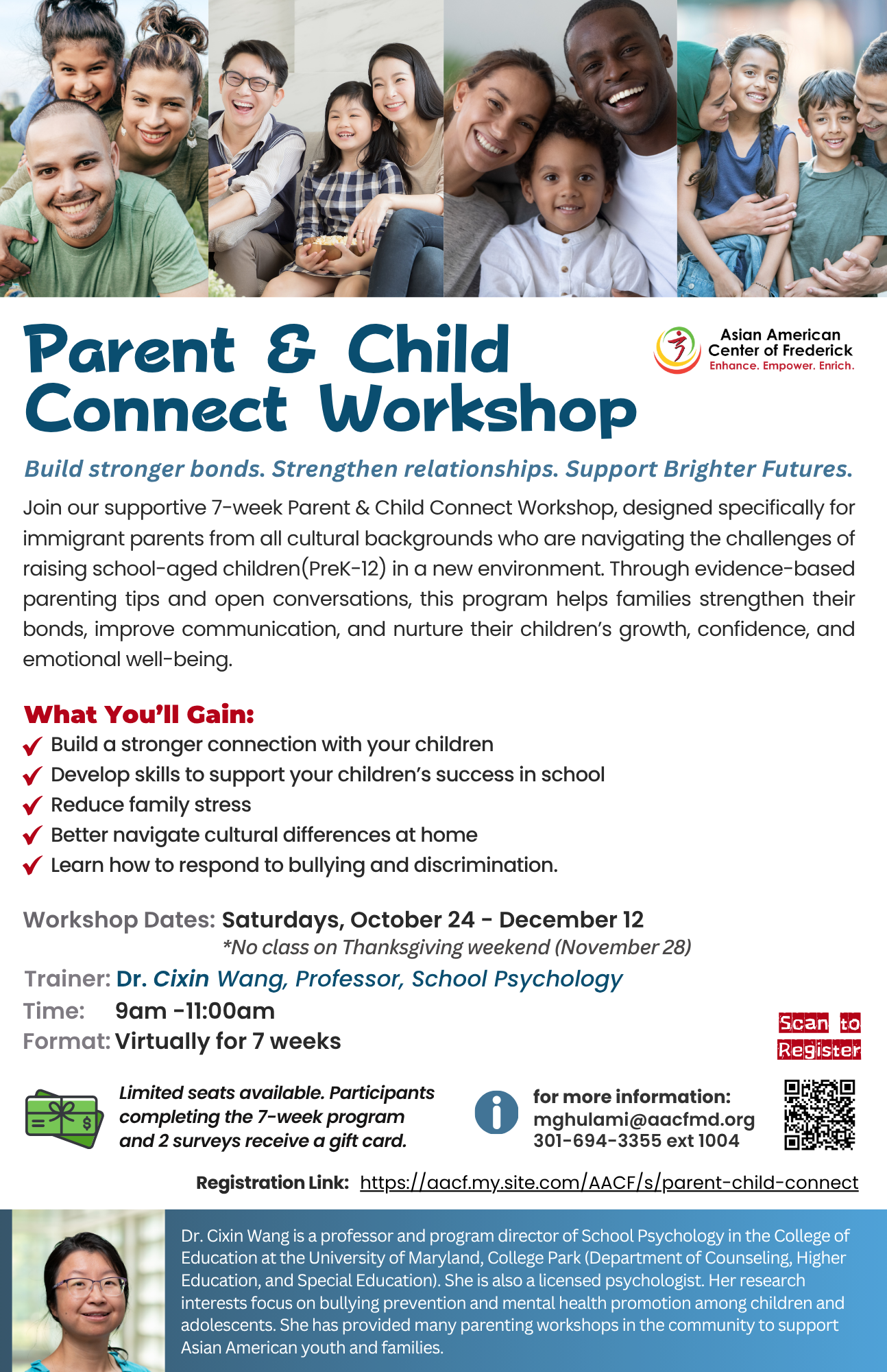 Parent Child Connect Workshop Flyer for 10/24/26-12/12/26