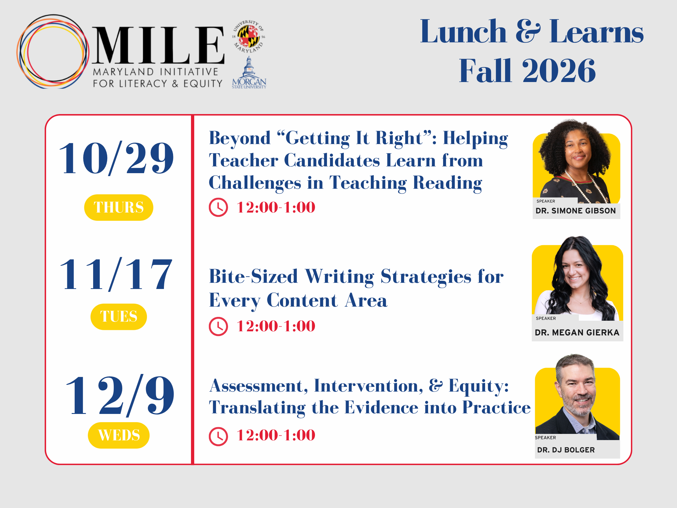 MILE Fall Lunch & Learn Sessions
