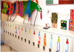 Preschool classroom with children's lockers