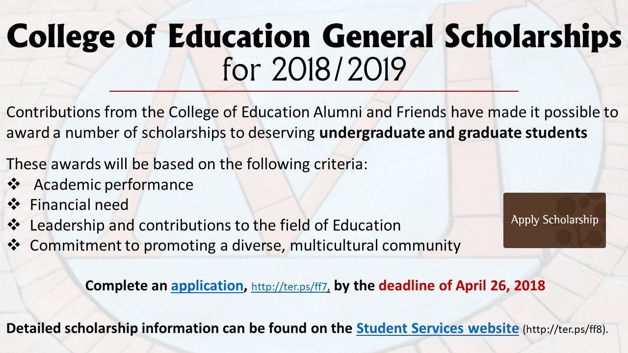 College of Education General Scholarships