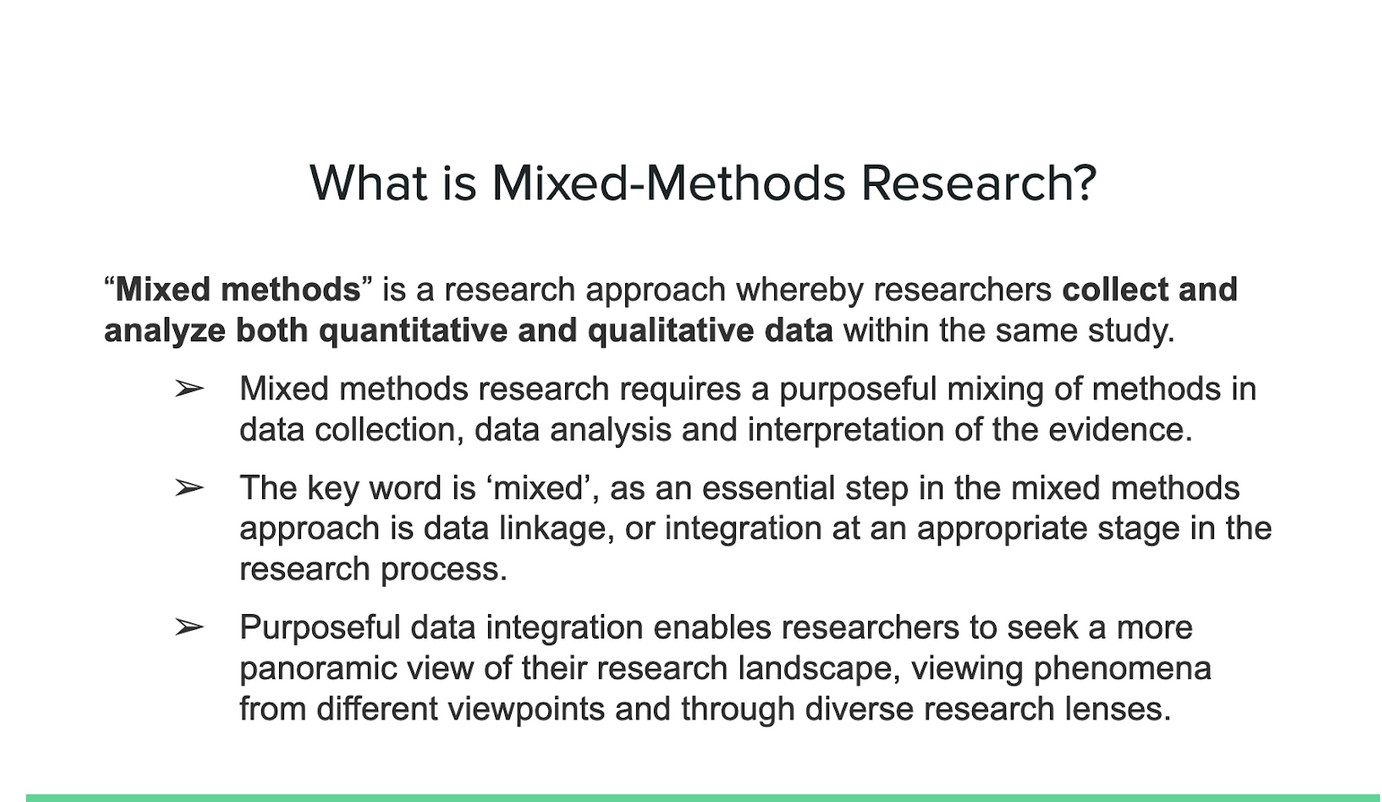 What is Mixed-Methods Research? informational slide for summer academy fellows