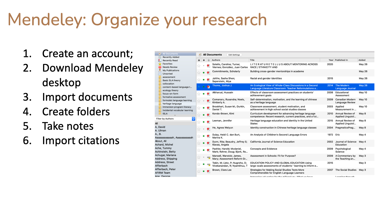 Slide about how to install mendeley