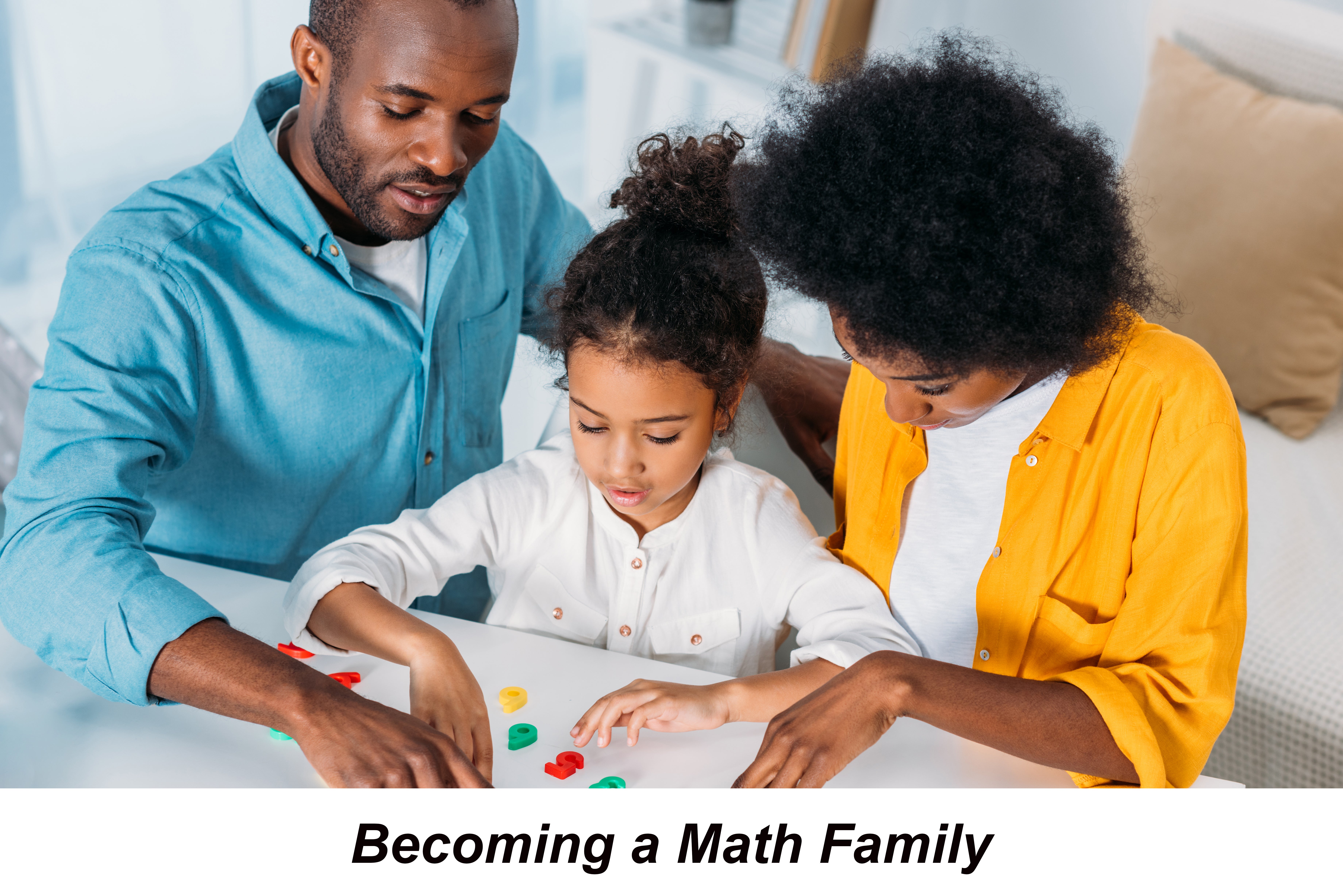 African American Mom and Dad doing math work with daughter